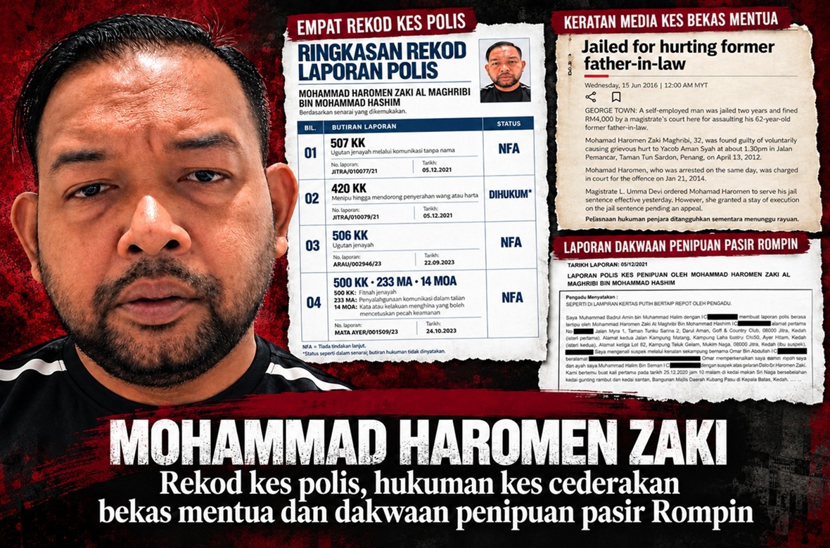 ‘Dato’ Scammer’ Mohammad Haromen Zaki miliki rekod jenayah, kes pukul mentua dan tipu projek pasir di Rompin kini fitnah MB Pahang demi wang!